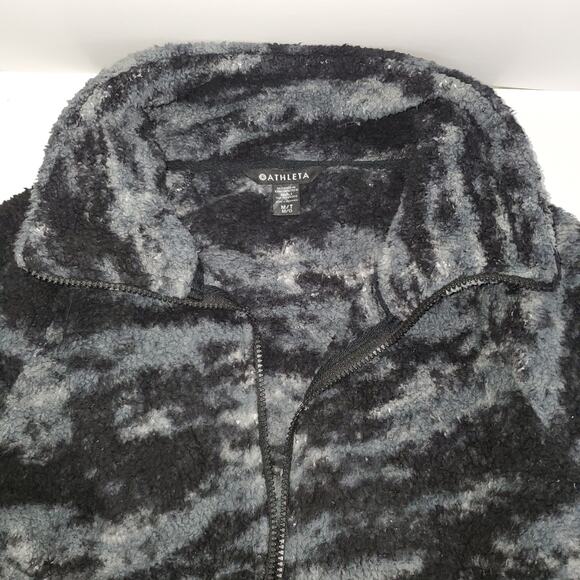 ATHLETA Jacket Medium Gray Black Women's Tugga Sherpa Soft Marble - Picture 14 of 14
